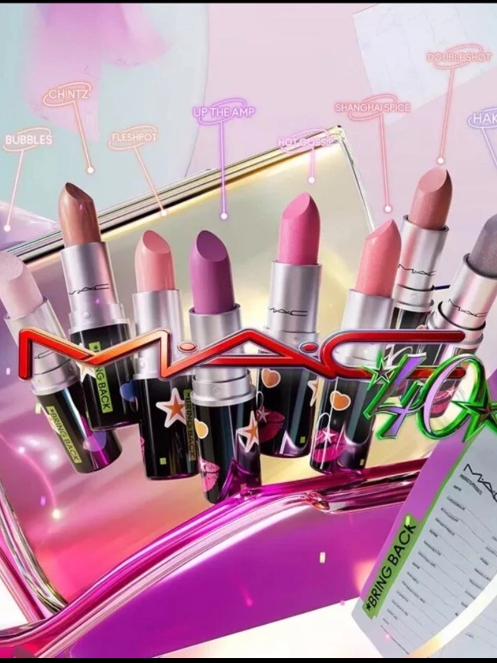 MAC Bringbacks Lipstick Entire Set of 8-Limited Edition 40th Anniversary NEW